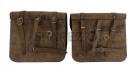 For Royal Enfield Bear 650 Canvas and Leather Pannier Bags Dust Color With Saddle Stays - SPAREZO